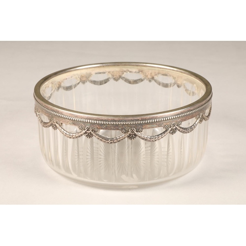 188 - Continental sliver lipped crystal bowl, diameter 20.5cm