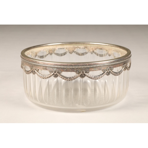 188 - Continental sliver lipped crystal bowl, diameter 20.5cm