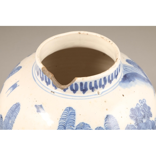 263 - Early Chinese blue and white porcelain vase, possible Kangxi period baluster form, decorated with a ... 