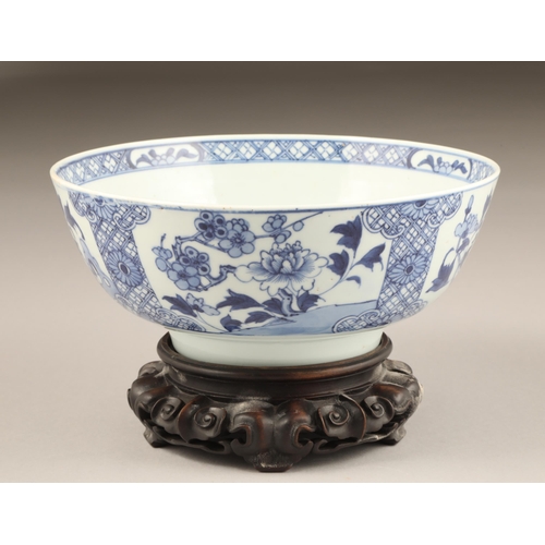 265 - 19th/20th century Chinese footed bowl, decorated with patterns of flowering prunus and peonies, diam... 