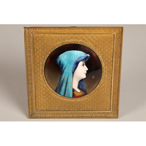 279 - Probably D'Apres Emile Albert De Mandre (French 1869 -) Continental gilt metal framed miniature port... 