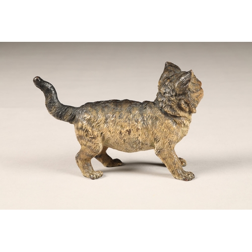 287 - Franz Bergman (Austrian 1898-1963) Cold painted bronze figure of a kitten, stamped Geschutzt, initia... 