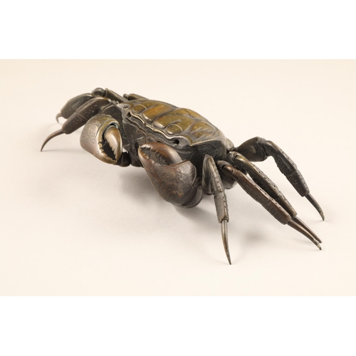 293 - An articulated bronze model of a crab, early 19th/late 20th century, the body separately cast and th... 