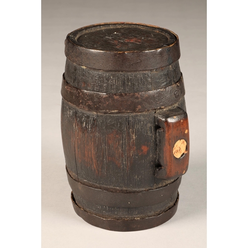 295 - 18th/19th century small cask brandy barrel, iron bound possibly for a St. Bernard dog, with strap at... 