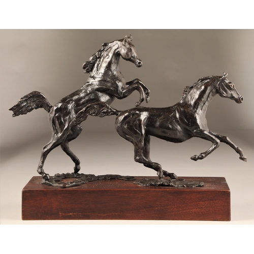 296 - Siobhan Bulfin (Irish) ARR Limited edition bronze figure group 3/9, 2019, Arabian Stallions, height ... 