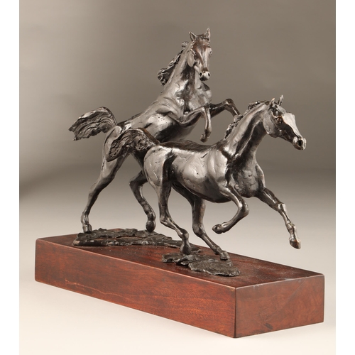 296 - Siobhan Bulfin (Irish) ARR Limited edition bronze figure group 3/9, 2019, Arabian Stallions, height ... 