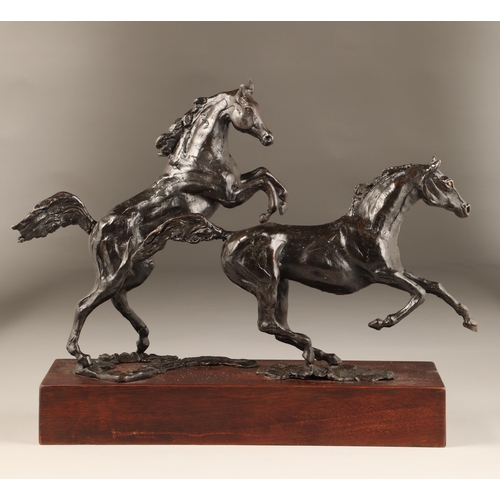 296 - Siobhan Bulfin (Irish) ARR Limited edition bronze figure group 3/9, 2019, Arabian Stallions, height ... 