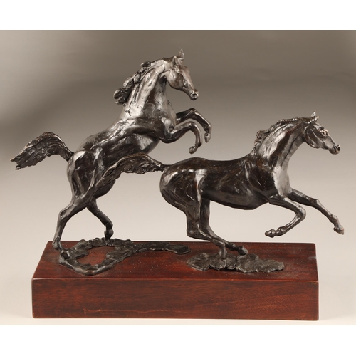 296 - Siobhan Bulfin (Irish) ARR Limited edition bronze figure group 3/9, 2019, Arabian Stallions, height ... 