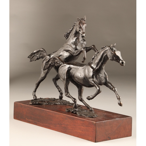 296 - Siobhan Bulfin (Irish) ARR Limited edition bronze figure group 3/9, 2019, Arabian Stallions, height ... 