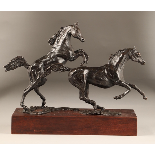 296 - Siobhan Bulfin (Irish) ARR Limited edition bronze figure group 3/9, 2019, Arabian Stallions, height ... 