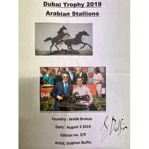 296 - Siobhan Bulfin (Irish) ARR Limited edition bronze figure group 3/9, 2019, Arabian Stallions, height ... 