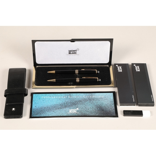 314 - Mont blanc Meisterstruck rollerball pen in case with leather pouch and warranty certificate with pro... 