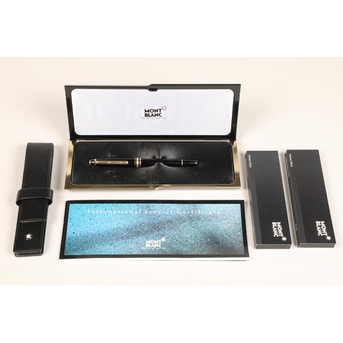 315 - Mont blanc Meisterstruck rollerball pen in case with leather pouch and warranty certificate