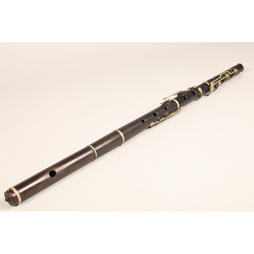 367 - Nickel mounted Flute by Metzler & Co, 37 Great Marlborough Street, London, stamped on all parts,... 