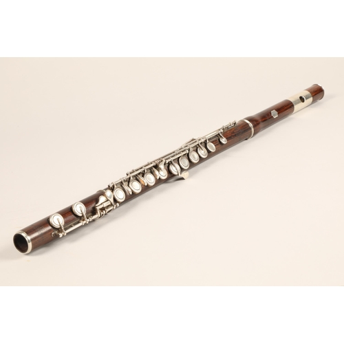 369 - Ruddall, Rose Carte & Co rosewood flute, stamped on the barrel, 'Ruddall, Rose Carte & Co Lo... 