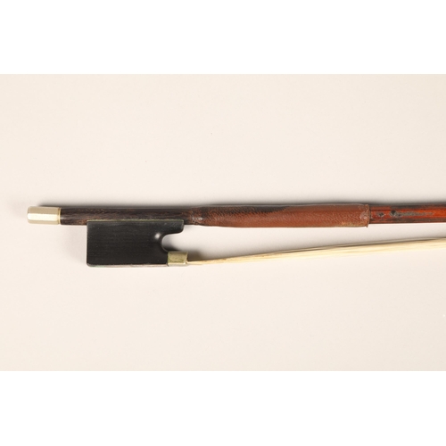 376 - Violin bow of the French school, octagonal stick, plain frog, weight 56 grams