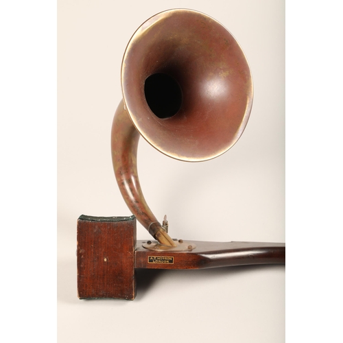 387 - A T Howson Phono fiddle and horn, Early 20th century, decel 'Trademark Phono fiddle A T Howson Reg N... 