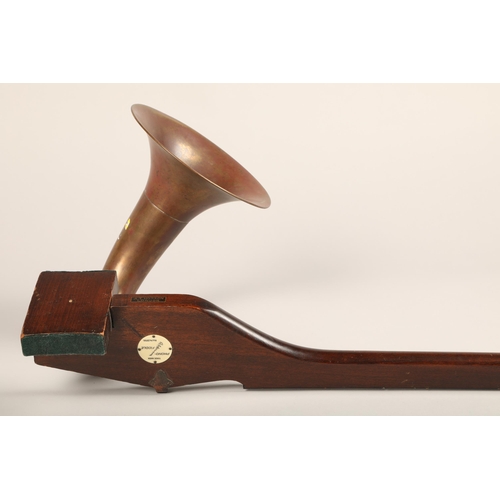 387 - A T Howson Phono fiddle and horn, Early 20th century, decel 'Trademark Phono fiddle A T Howson Reg N... 