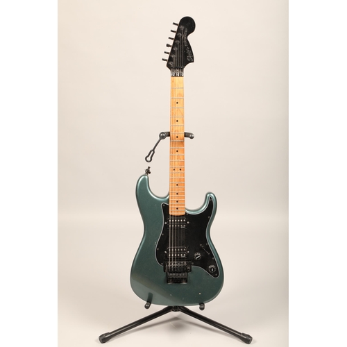 394 - Fender Squire Stratocaster teal electric guitar with Floyd Rose tremolo system