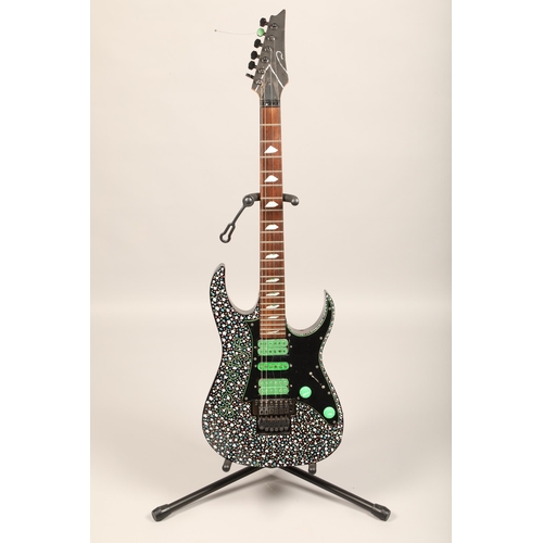 397 - Ibanez six string electric guitar with mother of pearl design and hand decoration of stars