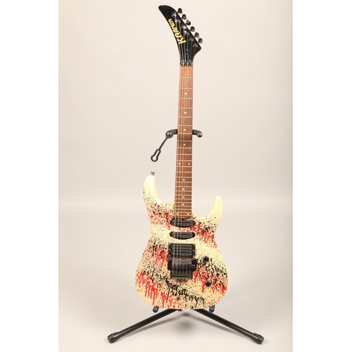 398 - Kramer six string electric guitar, serial number S99081118 with handmade paint splatter design