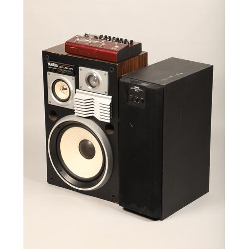 415 - Yamaha NS-7373 speaker system, Yamaha speaker model YST-SW120 and a Yamaha DG guitar preamplifier wi... 