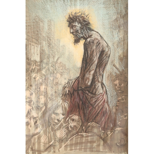 419 - Peter Howson OBE (Scottish born 1958) ARR Framed mixed media 'Christ' 29cm x 22cm