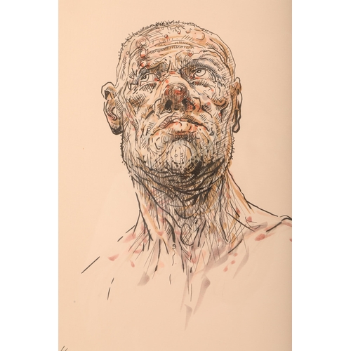 420 - Peter Howson OBE (Scottish born 1958) ARR Framed mixed media, signed lower left Head Study 29.5cm x ... 