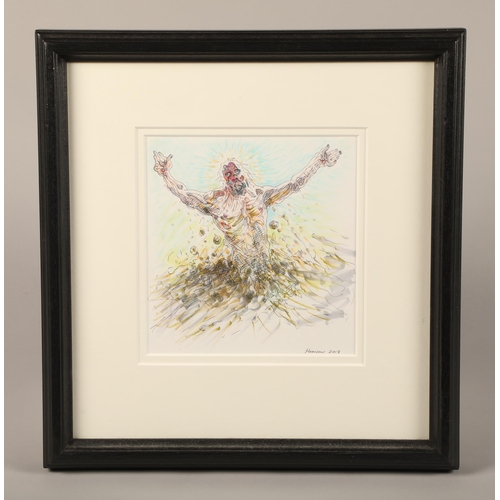 423 - Peter Howson OBE (Scottish born 1958) ARR Framed pen and ink mixed media on paper, signed lower righ... 