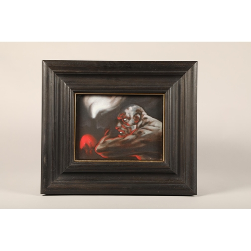 428 - Peter Howson OBE (Scottish born 1958) ARR Framed oil on canvas 'Age of Industry' 19.5cm x 26cm label... 