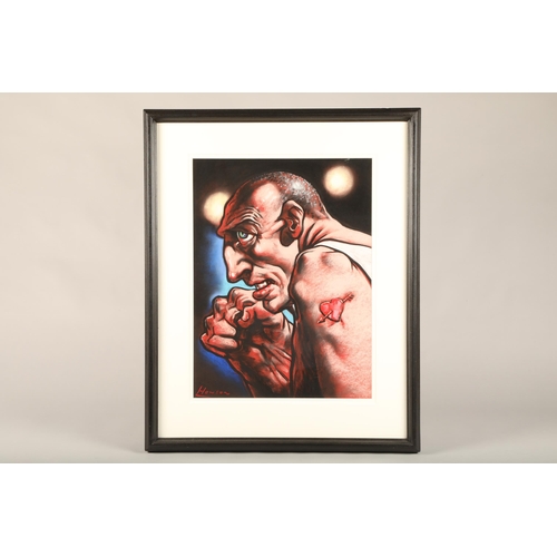 440 - Peter Howson OBE (Scottish born 1958) ARR Framed pastel 'Love And Hate' 62cm x 46cm