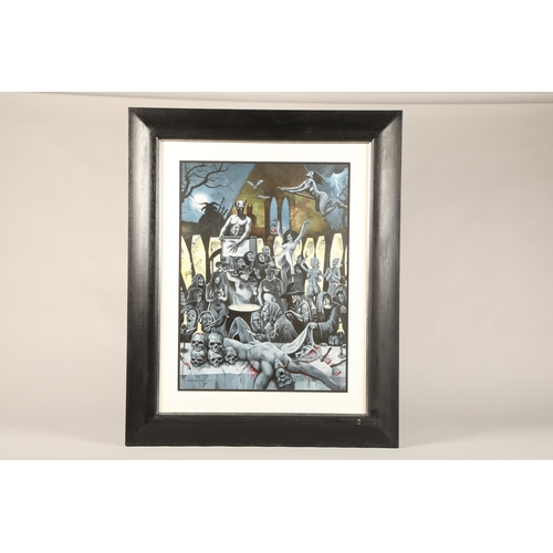 450 - Craig Campbell ARR Framed pastel 'Witches Gathering in Alloway Kirk' 69cm x 51cm