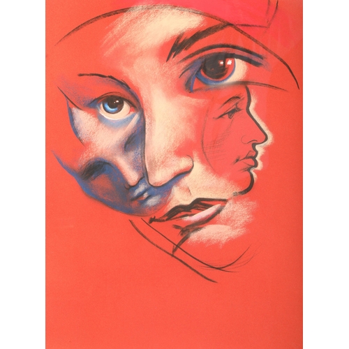 451 - Frank McFadden (Scottish born 1972) ARR Framed pastel on paper, signed lower right 'Changing Faces' ... 