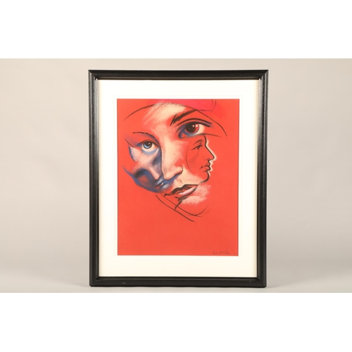 451 - Frank McFadden (Scottish born 1972) ARR Framed pastel on paper, signed lower right 'Changing Faces' ... 