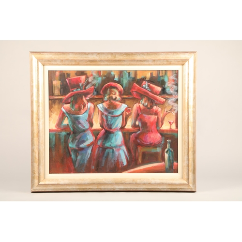 455 - Joan Lawson (Scottish 20th century) ARR Framed oil on board, signed 'Day at the Races' 60cm x 75cm