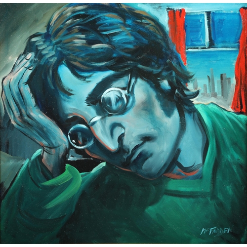 457 - Frank McFadden (Scottish born 1972) ARR Framed oil on canvas, signed lower right 'John Lennon' 48cm ... 