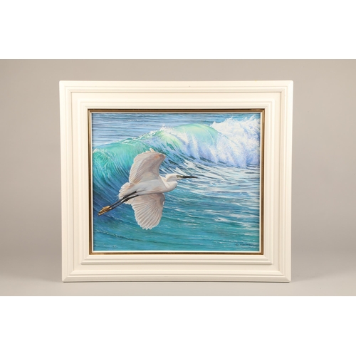 473 - Alan M Hunt (British born 1947) ARR Framed oil on canvas, signed, dated 2014 Breaking Wave, Little E... 