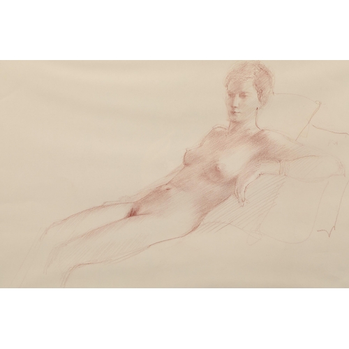 484 - Robbie Wraith (British born 1952) ARR Framed drawing on paper, signed Reclining Nude 29cm x 44cm... 