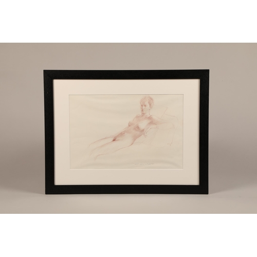 484 - Robbie Wraith (British born 1952) ARR Framed drawing on paper, signed Reclining Nude 29cm x 44cm... 