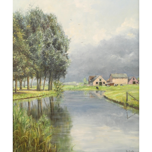 494 - NJV Buuren (Dutch 20th century) Framed oil on canvas, signed 'Dutch Canal'58cm x 48cm