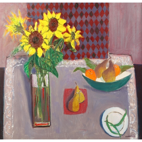 496 - David McLeod Martin R.S.W (Scottish 1922 - 2018) ARR Framed oil on canvas, signed 'Sunflowers and Fr... 