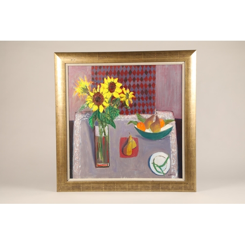 496 - David McLeod Martin R.S.W (Scottish 1922 - 2018) ARR Framed oil on canvas, signed 'Sunflowers and Fr... 