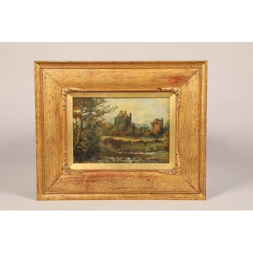 546 - John McNicol (Scottish 1862-1940) Gilt framed oil on board, signed 'Dean Castle, Kilmarnock'17cm x 2... 