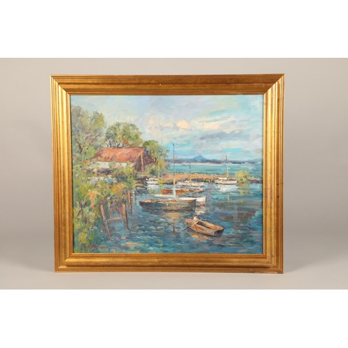 551 - J.D Henderson (Glasgow, active 1964-1989) Gilt framed oil on canvas, signed 'A Sunny Haven'50cm x 60... 