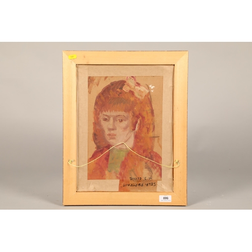 560 - William D Clyne (Scottish 1922 - 1981) Framed oil on board, signed verso and inscribed 'Self Portrai... 