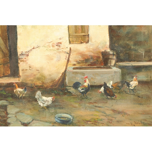 579 - W. Noble (early 20th Century) Gilt framed oil on panel, signed 'Feeding Time'23cm x 33cm