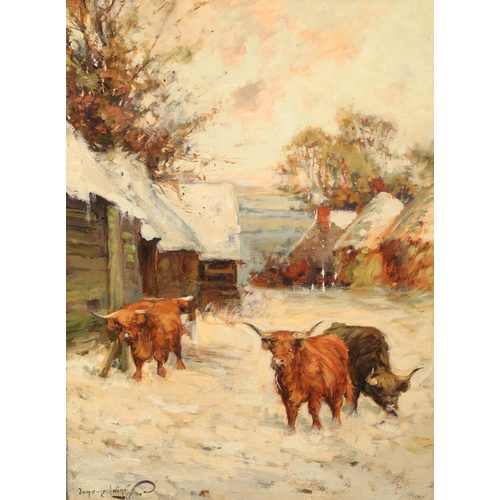 583 - Tomson Laing (Scottish active 1890-1904) Framed oil on canvas, signed 'Winter Village'60cm x 45cm... 