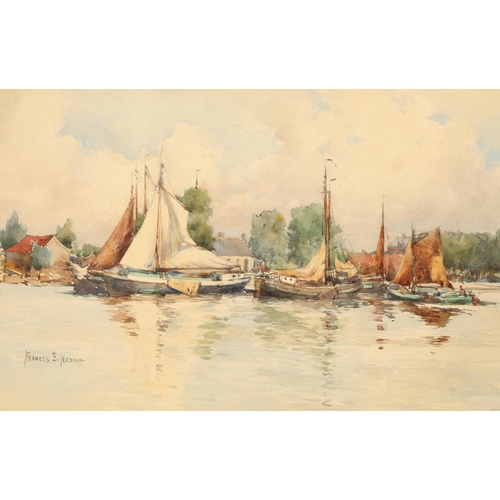 587 - Frances E. Nesbit (British born 1864-1934) Framed watercolour, signed 'Sailing Boats' 21cm x 70cm Pr... 