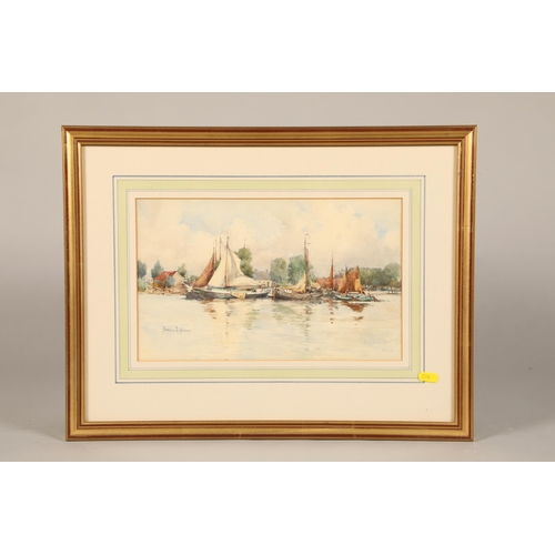 587 - Frances E. Nesbit (British born 1864-1934) Framed watercolour, signed 'Sailing Boats' 21cm x 70cm Pr... 