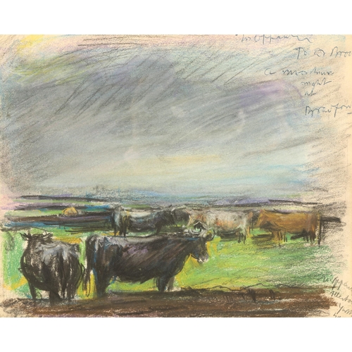 590 - Joseph Oppenheimer R.P A.R.R. (1876-1966) ARR Gilt framed mixed media Signed and inscribed 'Cattle i... 